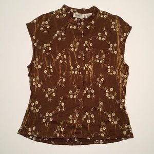 Vintage Imagio Shimmer Floral Button Top Gold